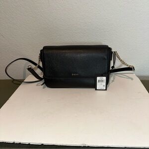 DKNY Sivinia Crossbody  Bag Black Faux Leather Gold Hardware NWT MSRP $228
